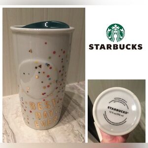 STARBUCKS - PRELOVED/LIKE NEW - 2015 CONFETTI BEST DAY EVER CERAMIC TUMBLER CUP